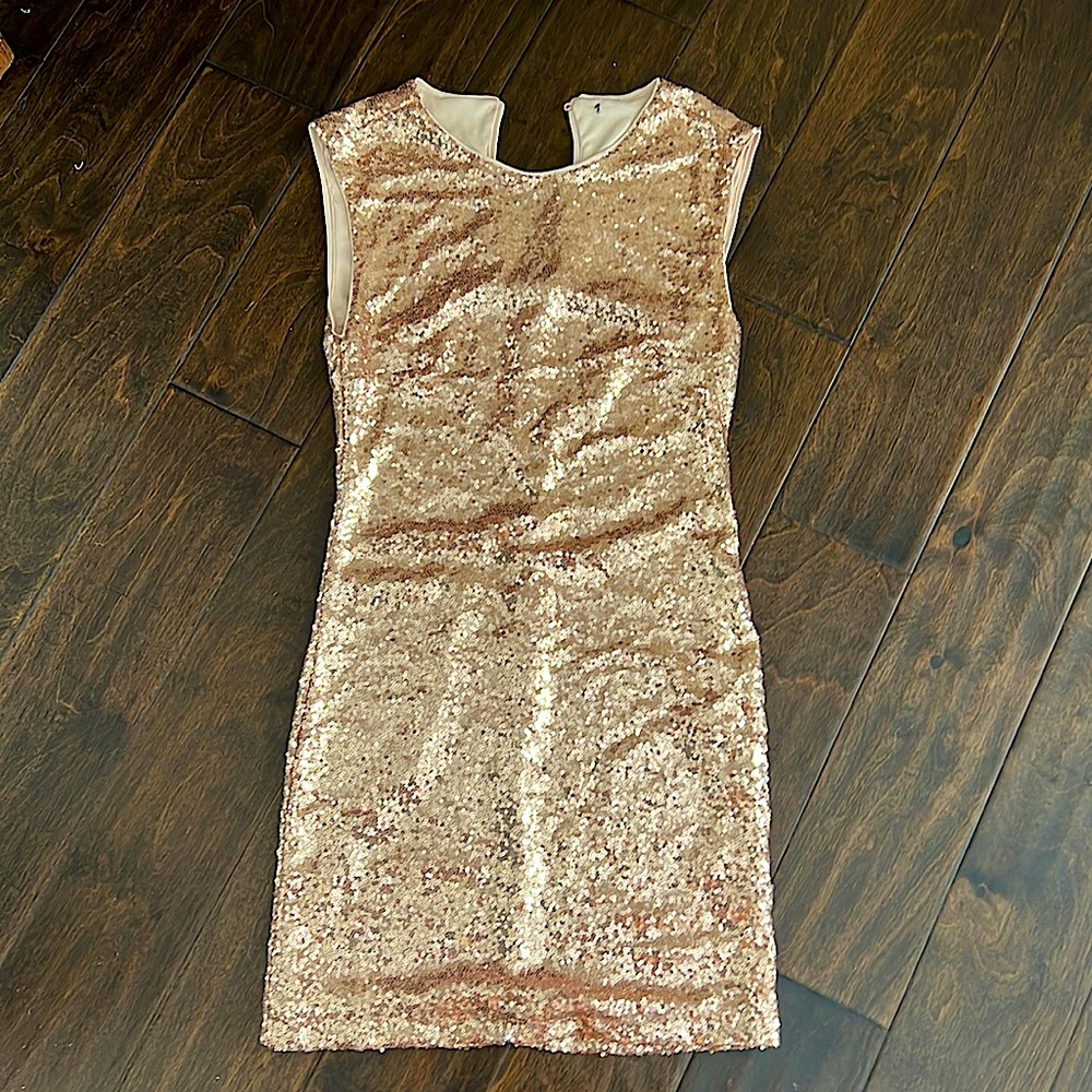 Sequin rose gold dress
